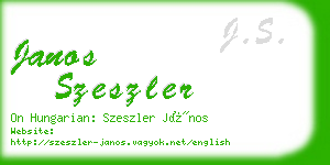 janos szeszler business card